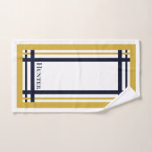 Klassiek goud en marine gestreepte monogram bad handdoek (Handdoek)