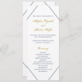 Klassiek Goud en Navy Huwelijksprogramma Programmakaart (Voorkant / Achterkant)