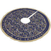 KLASSIEK GOUD EN NAVYBLAUW KERSTDAMAST AANGEPASTE KERSTBOOM ROK (Gekanteld)