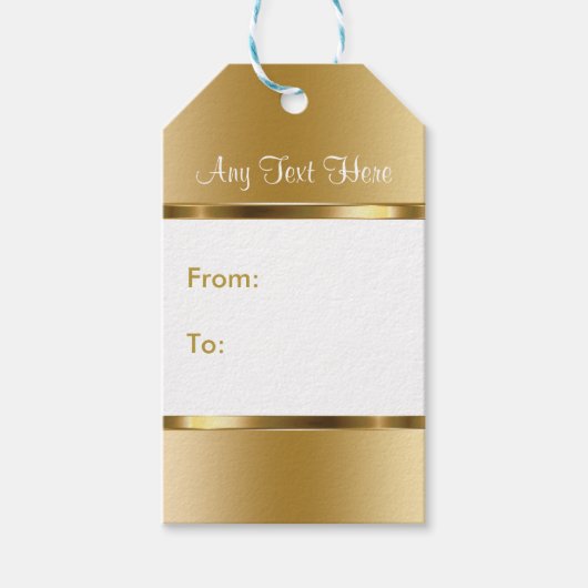 Klassiek goud en wit cadeaulabel (Voorkant)