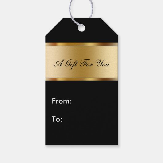 Klassiek goud en zwart cadeaulabel (Voorkant)