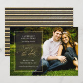 Klassiek goud en zwart elegant schrijf huwelijksfe save the date (Voorkant / Achterkant)