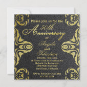 Klassiek goud en zwart luxe formeel jubileum kaart (Voorkant)