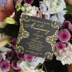 Klassiek goud en zwart luxe vormig Jubileum Kaart