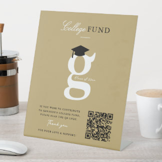 Klassiek goud 'G' monogram afstudeerfonds Reclamebord Met Voetstuk