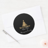 Klassiek Goud Gepersonaliseerde familienaam Kerstm Ronde Sticker (Envelop)
