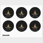 Klassiek Goud Gepersonaliseerde familienaam Kerstm Ronde Sticker (Vel)