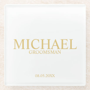 Klassiek Goud Gepersonaliseerde Groomsmen Glazen Onderzetter