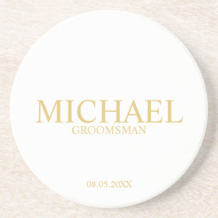Klassiek Goud Gepersonaliseerde Groomsmen Zandsteen Onderzetter