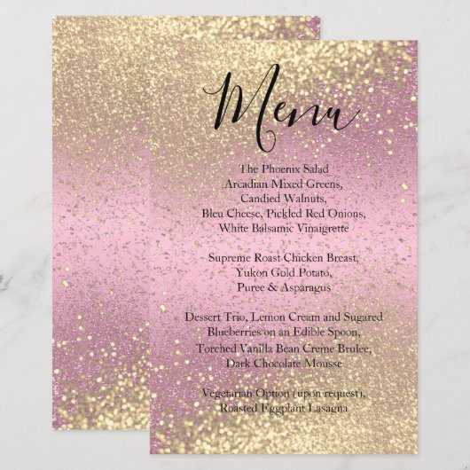 Klassiek goud glitters en roze - Menu (Voorkant / Achterkant)