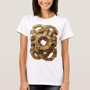 Klassiek Goud GOUDEN MUNTEN Artistiek Motief T-shirt