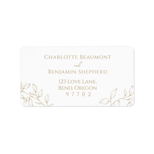 Klassiek Goud Groen Bruiloft Adres Label (Voorkant)