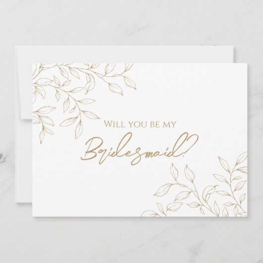 Klassiek Goud Groen Bruiloft Bruidsmeisje Voorstel Kaart (Voorkant)