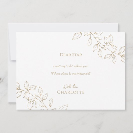 Klassiek Goud Groen Bruiloft Bruidsmeisje Voorstel Kaart (Achterkant)