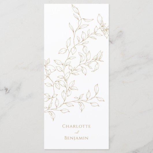 Klassiek Goud Groen Bruiloft Flat Menu (Achterkant)