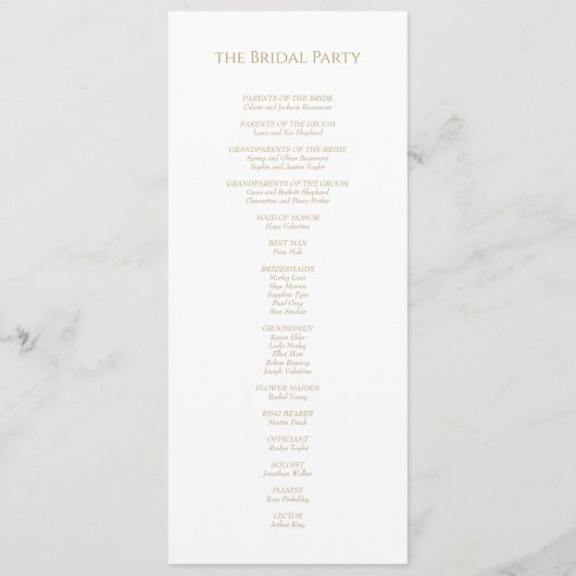 Klassiek Goud Groen Bruiloft Flat Programma Programmakaart (Achterkant)