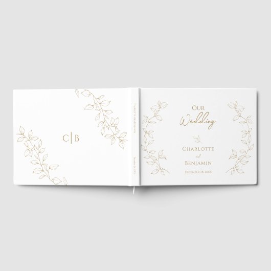 Klassiek Goud Groen Bruiloft Gastenboek (Volledig)