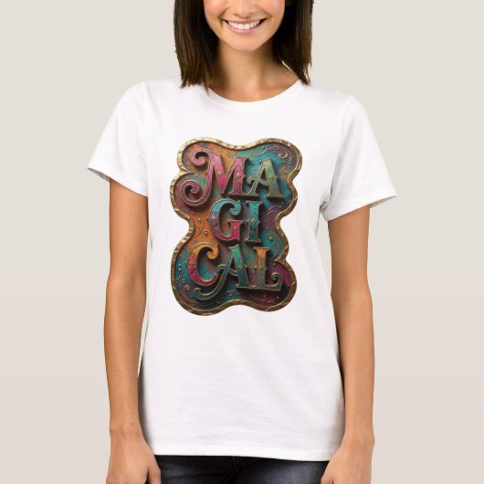 Klassiek Goud MAGISCHE Statement Ontwerp T-shirt (Voorkant)