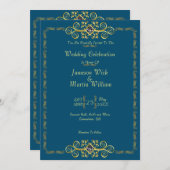 Klassiek goud met diamanten bruiloft kaart (Voorkant / Achterkant)