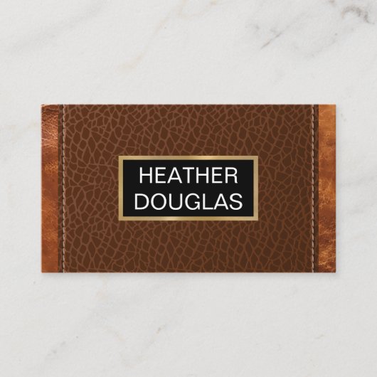 Klassiek Goud Metaal | Krokodillenleer Gestikt Visitekaartje (Voorkant)