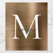 Klassiek Goud Monogram Girly Script Metallic Steel Wijn Etiket (Enkel label)