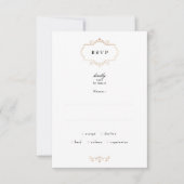 Klassiek goud monogram zwart wit bruiloft RSVP kaartje (Voorkant)