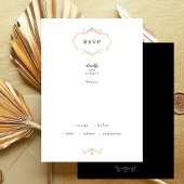 Klassiek goud monogram zwart wit bruiloft RSVP kaartje