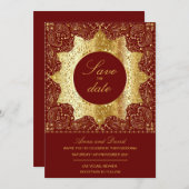  Klassiek goud sparen de Datum Uitnodiging (Voorkant / Achterkant)