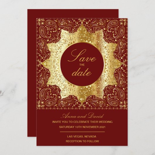 Klassiek goud sparen de Datum Uitnodiging (Voorkant / Achterkant)