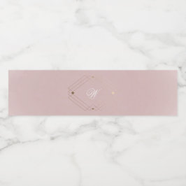 Klassiek Goud Stof Roze Roze Monogram Trouwdag Waterfles Etiket