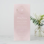 Klassiek Goud Stof Roze Roze Monogram Trouwfeest Programmakaart (Staand voorkant)