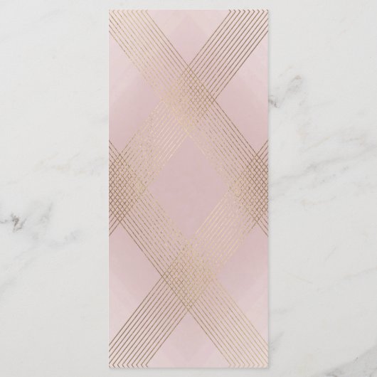 Klassiek goud stoffig roze roze monogram trouwfees programmakaart (Achterkant)