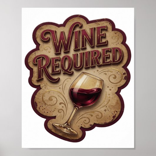 Klassiek Goud WIJN VEREIST Tekst Ontwerp Poster (Voorkant)