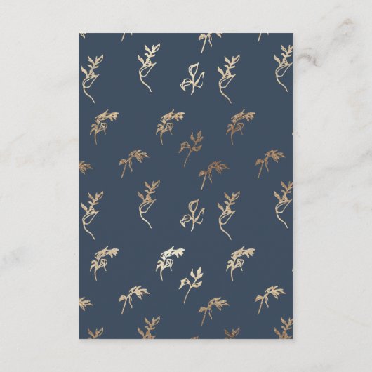 Klassiek Goud Wit kuif bruiloft Navy Blauw Informatiekaartje (Achterkant)