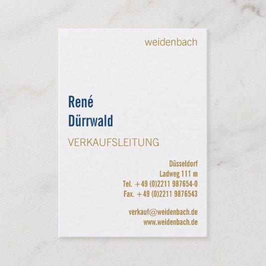 Klassiek goudblauw visitekaartje (Voorkant)