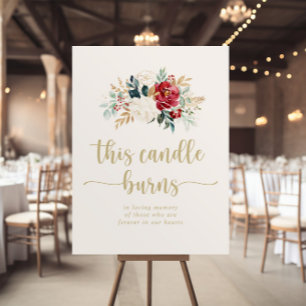 Klassiek gouden bloemendecor Deze kaars brandt bor Poster
