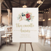 Klassiek gouden bloemmotief Deze Kaars Brandt Bord Poster