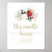 Klassiek gouden bloemmotief Deze Kaars Brandt Bord Poster (Voorkant)