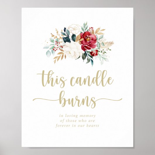 Klassiek gouden bloemmotief Deze Kaars Brandt Bord Poster (Voorkant)