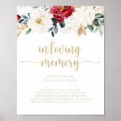 Klassiek gouden bloemstuk 'In Loving Memory'-bord Poster (Voorkant)