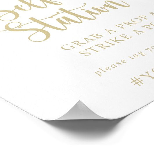 Klassiek gouden bloemstuk Selfie Station bord Poster (Hoek)