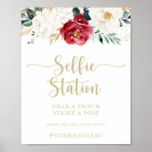 Klassiek gouden bloemstuk Selfie Station bord Poster (Voorkant)