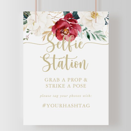 Klassiek gouden bloemstuk Selfie Station bord Poster
