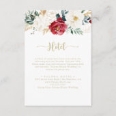 Klassiek gouden bordeauxrood wit bloemig hotel  informatiekaartje (Voorkant)