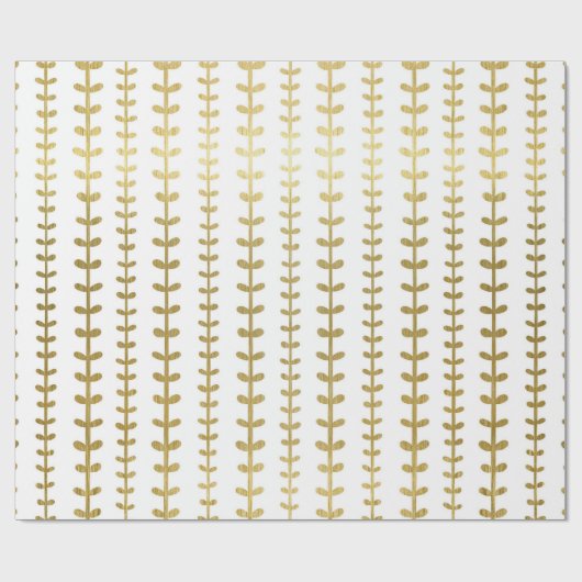 Klassiek gouden botanisch bladpatroon trouw verpak cadeaupapier (Vlak)
