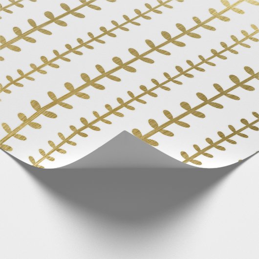Klassiek gouden botanisch bladpatroon trouw verpak cadeaupapier (Hoek)