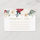 Klassiek gouden Bourgogne wit bloemendesign huweli Informatiekaartje (Voorkant)