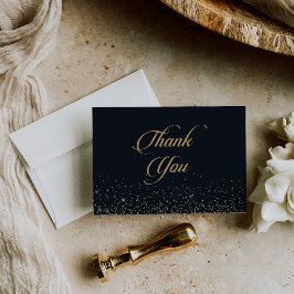 Klassiek gouden confetti kalligrafie plat bruiloft bedankkaart