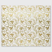 Klassiek gouden damast bloempatroon trouwverpakkin cadeaupapier (Vlak)