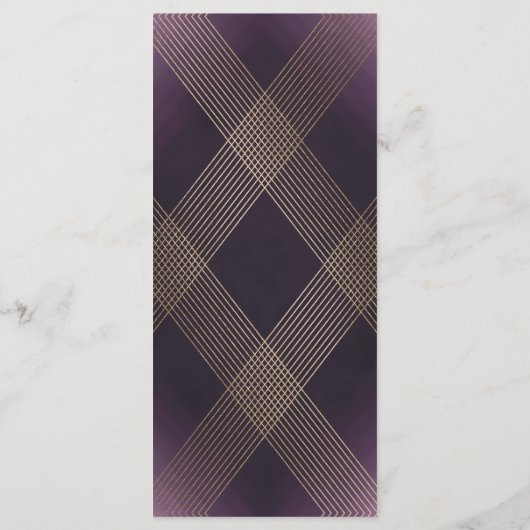 Klassiek Gouden Deco Paarse Calligrafie Monogram Programmakaart (Achterkant)